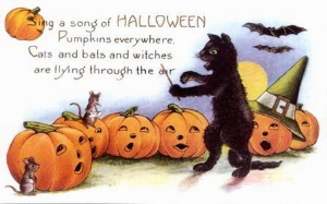 Viewing vintage Halloween cards is a special treat, especially when black cats can double as orchestra conductors.